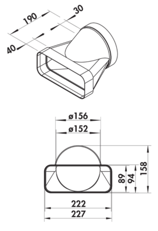 COMPAIR FLOW 150 Prehodni kos okroglo/ploščato