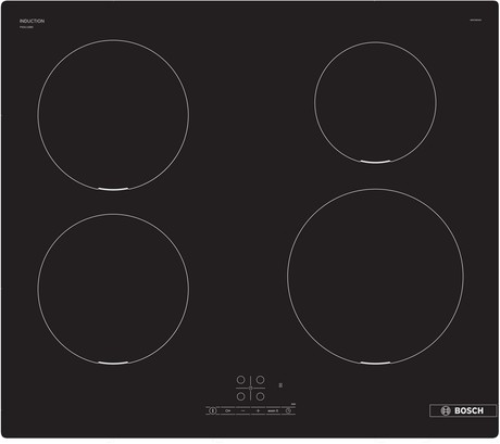 PIE611BB5E BOSCH Serie 4, Indukcijska kuhalna plošča, 60 cm, Črna, površinska montaža brez okvirja